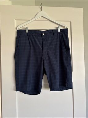 FootJoy Navy Plaid Golf Flat-Front Shorts